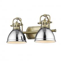  3602-BA2 AB-CH - Duncan 2 Light Bath Vanity in Aged Brass with Chrome Shades